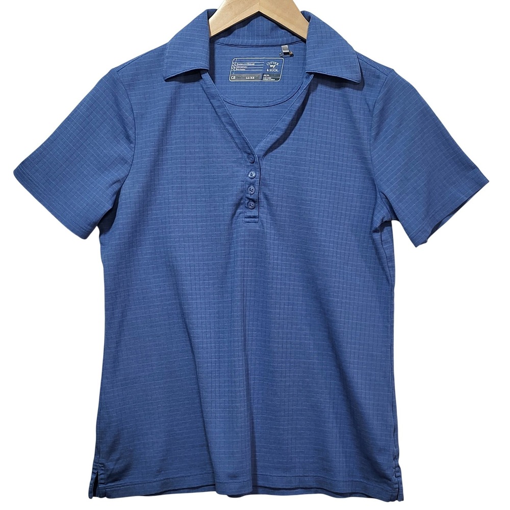 Cutter & Buck Women's Blue CB DryTec Luxe Grid‎ Polo Shirt Short Sleeve Size M